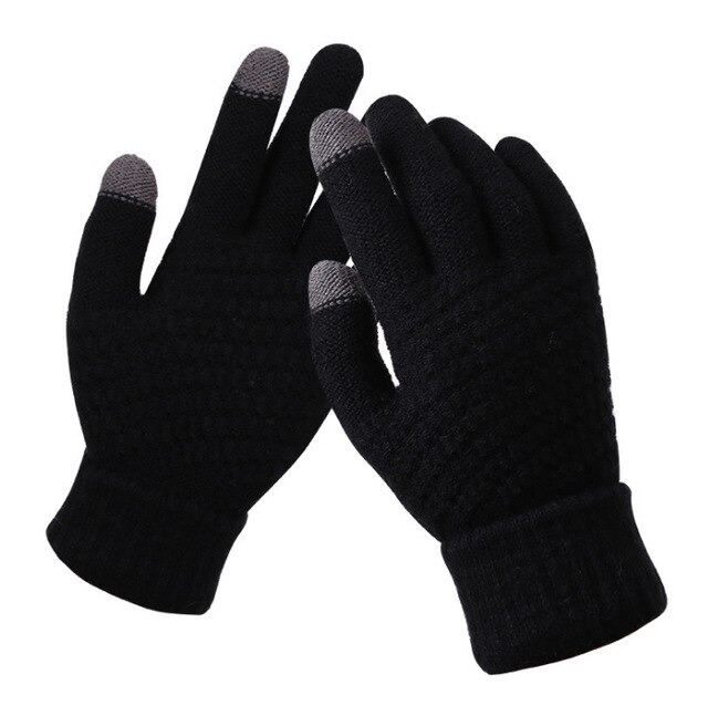 Guantes cálidos de invierno para pantalla táctil para hombre y mujer, de Cachemira fría, lana gruesa, de punto, para dedo completo, de Año