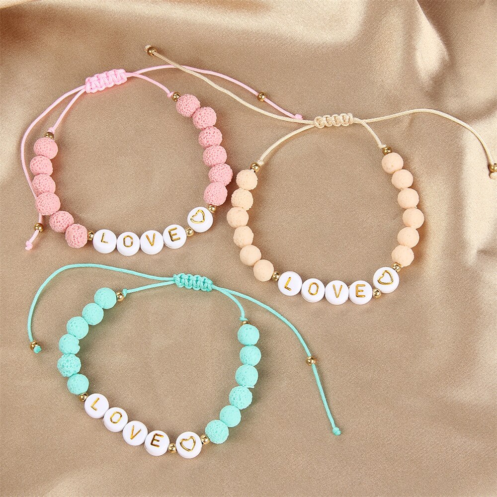 Boho 12 stuks/partij dames heren liefdesbrief kralen bedels armband set gevlochten verstelbare touwketting handgemaakte paar enkelband strandsieraden