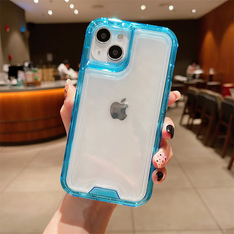 2 In 1 Transparant Dik Frame Robuust Telefoonhoesje Voor Iphone 15 14 13 12 11 Pro Max Volledige Dekking Schokbestendige Harde Pantser Achterkant