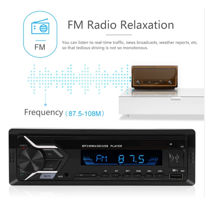 Universal Car Radio Modern Bluetooth MP3 Player AUX Classic Cars Stereo Head Unit with Remote
