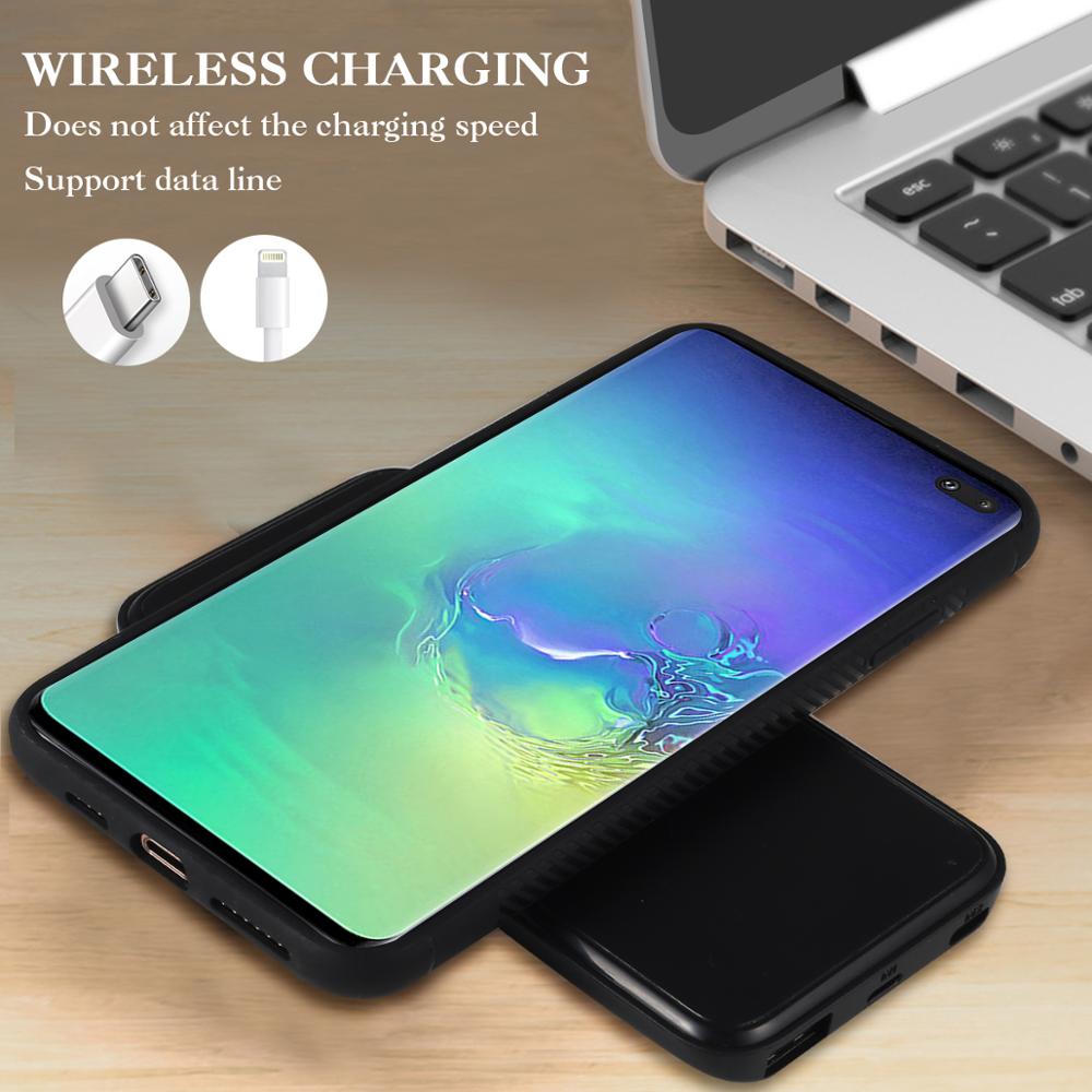 Kqjys trådløse powerbank opladningscover til samsung galaxy  s10 plus batterietuier magnetiske batteriopladeretuier