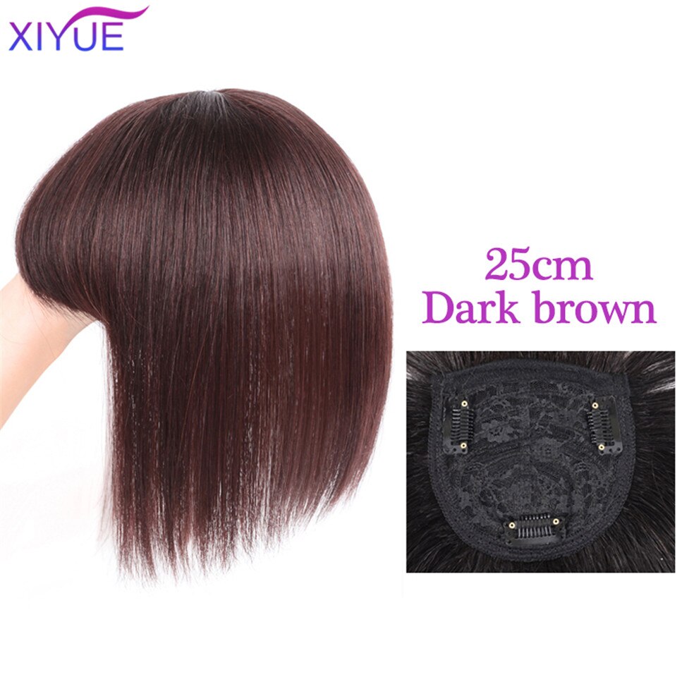 Black/Light Brown Clip On Bangs Hairpieces Bangs Clip In Hair Extensions 3D Bangs Replacement Piece Hair Covering White Hair: H6-50