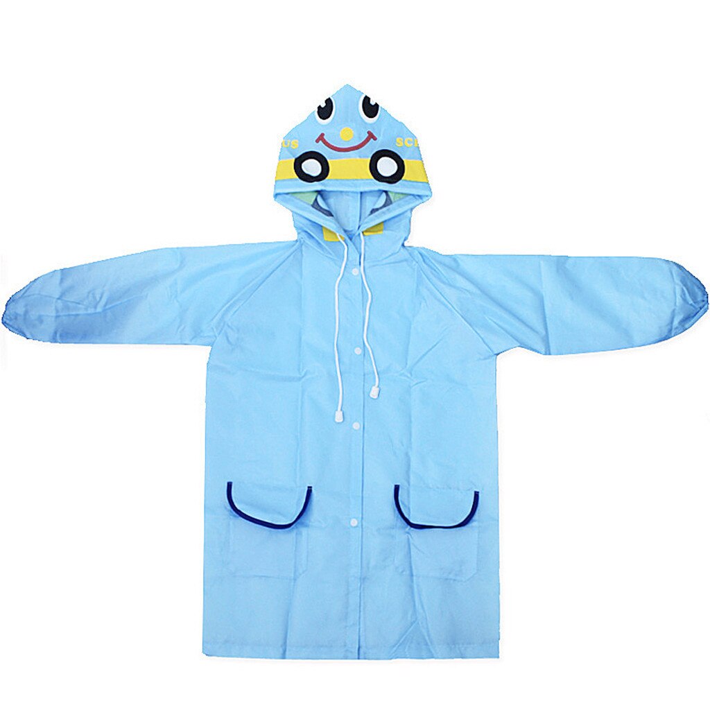 Baby boy baby girl coat children cartoon poncho waterproof polyester one-piece raincoat children raincoat: Blue