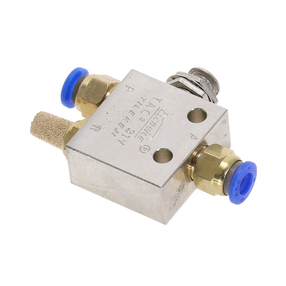 TAC2-31P 1/8" Male thread 2 Position 3 Way Metal Push Button Switch Mechanical Valve Pneumatic Exhaust valve w Fittings