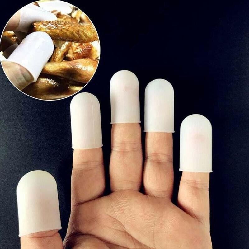 5 sztuk silikonowe nakładki na palce odporna na wysokie temperatury izolowane antypoślizgowe przezroczyste palce pokrywa grilla artefakt palca