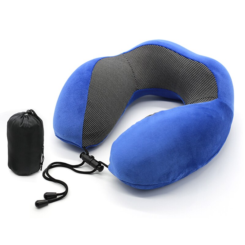 Reiskussen van traagschuim, nekkussen, comfortabele en ademende hoes, machinewasbaar, reisset voor in het vliegtuig: Blauw / 30 28 12cm