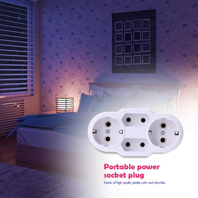 Portable EU Plugs Power Socket Converter 1 to 4 Port Outdoor Power Adapter Safe Durable Socket Power Supply for Outdoor Use