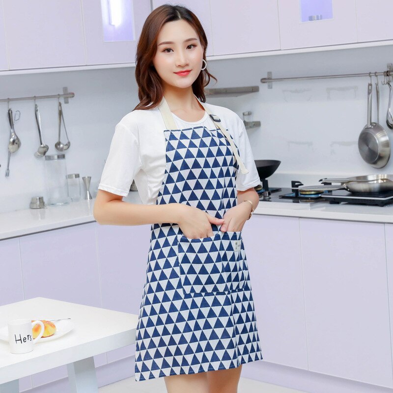 70cmx75cm Cleaning Apron Waterproof Kitchen Aprons for Woman Concise Apron Overclothes Housework Clean Apron delantal cocina: Blue