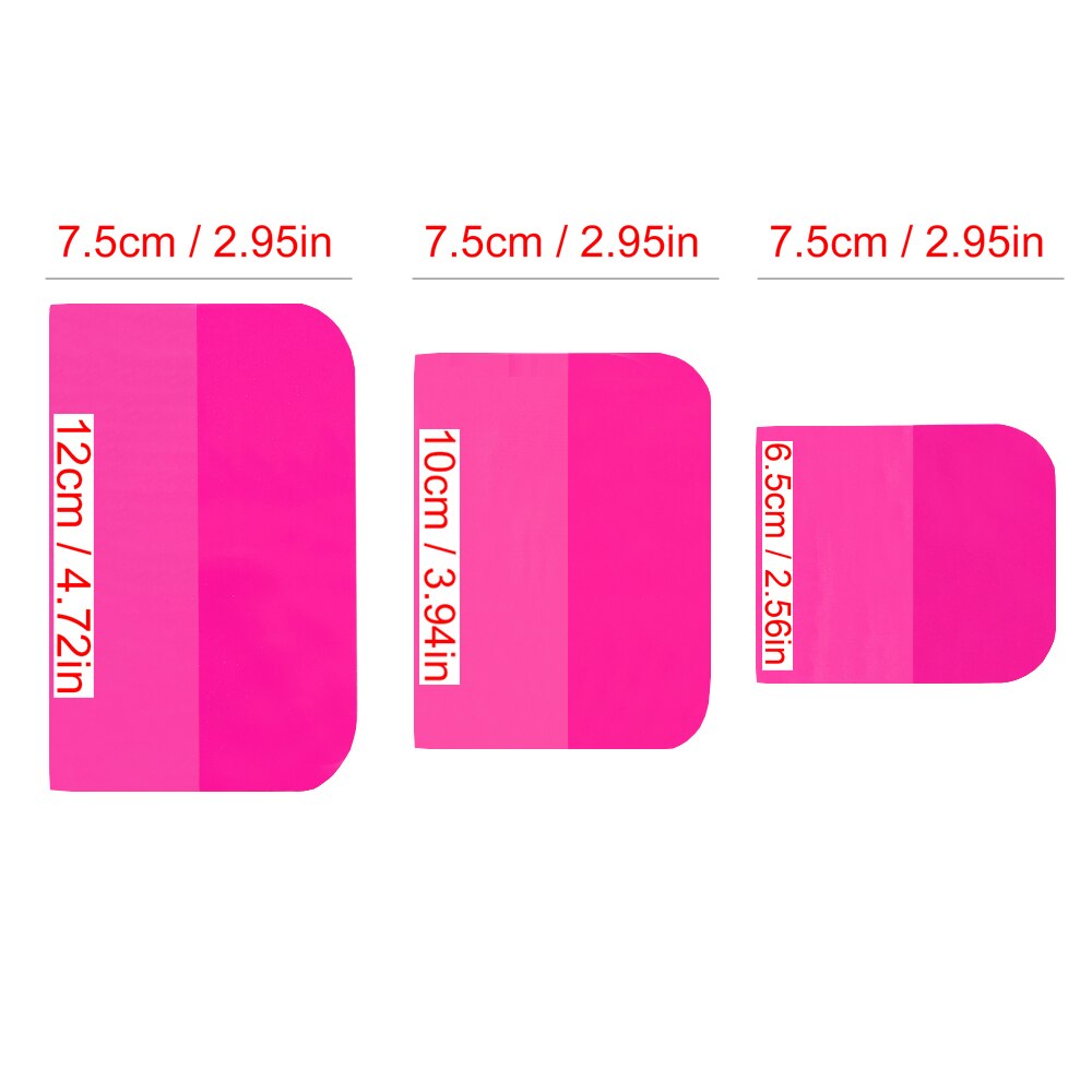 6.5/10/12cm 5.5/7.5cm Width Pink Scraper Soft Rubber Car Window Squeegee Tint Tools Glass Water Wiper Vinyl Wrap Blade B72 B77: 7.5cm pink 3pcs