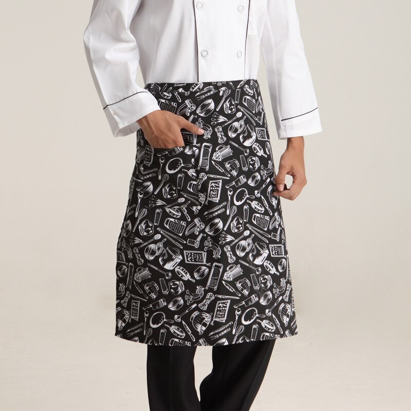 Ober keukenkleding heren chef-kok uniform polyester gestreept dames serveerster restaurant kok kostuums café zak chef-kok schorten: Helft 5