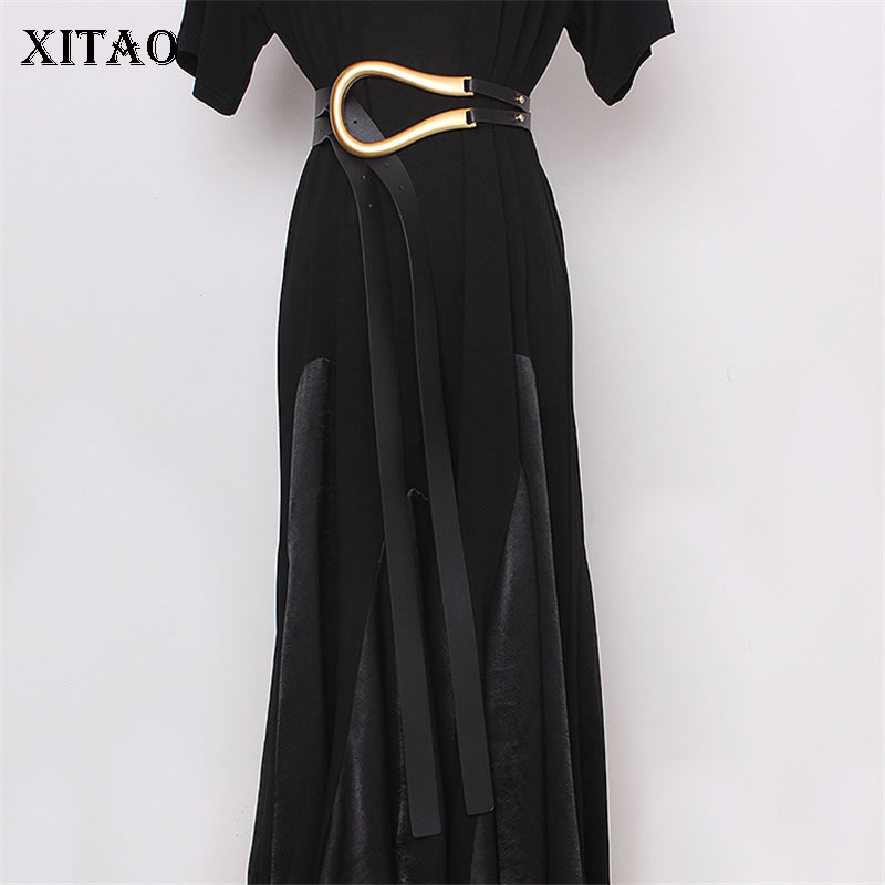 XITAO Vrouwen Mode Riemen Metalen Gebogen Grote Hoefijzer Gesp Geïmporteerd Microfiber Leer Dubbele Riem Toevallige Riemen DMY1859