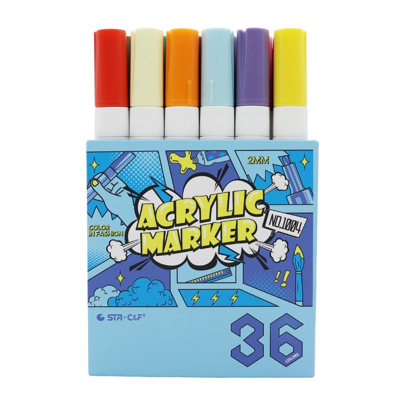 STA 1004 DIY Acrylic Markers Pen Set Drawing Poster Journal Scrapbook Painting Graffiti Pens For School Student Art Supplies