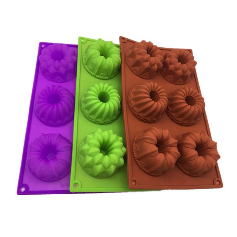 Freshware 6- hulrum mini fancy bundt kage silikone form og bageform: Default Title