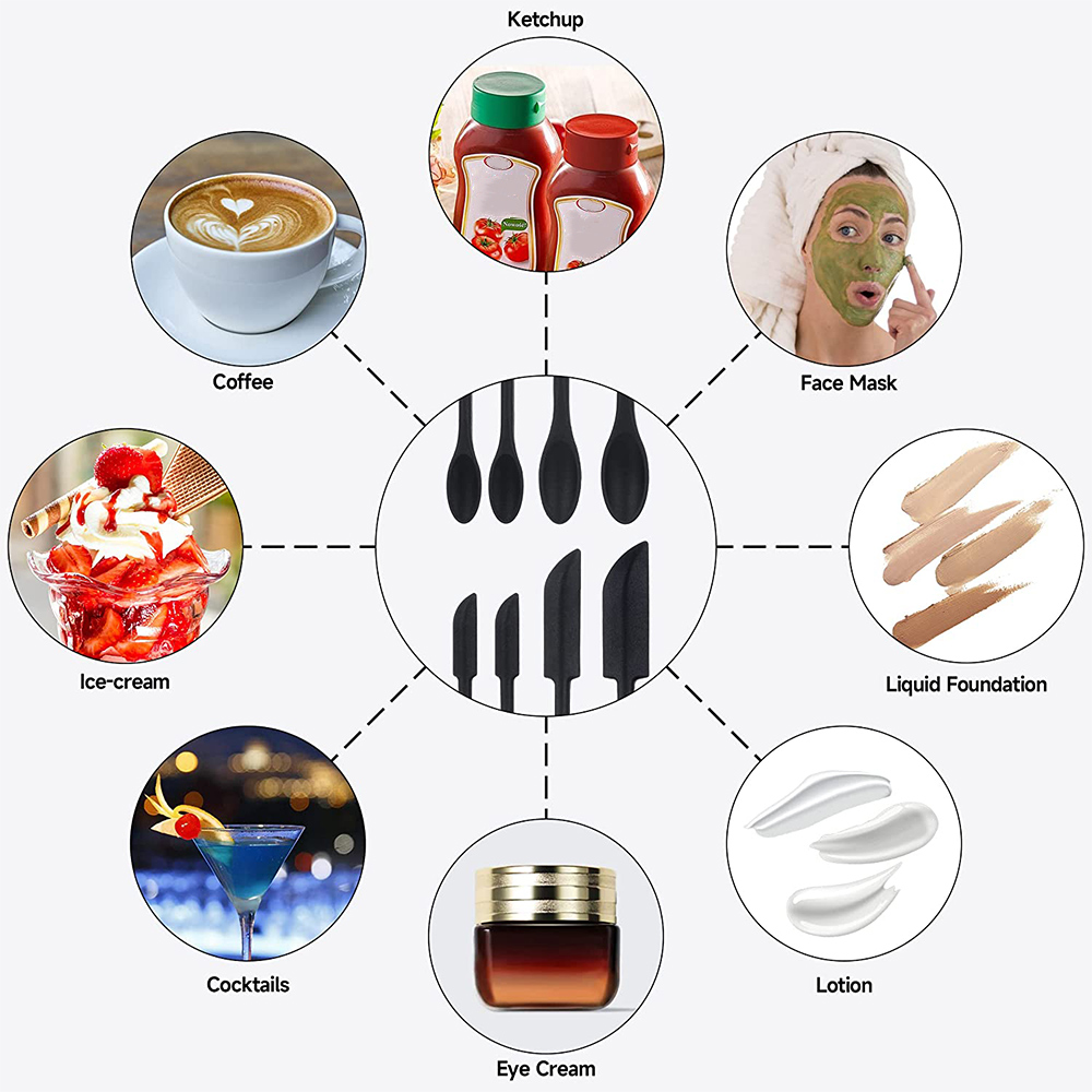 Ensemble de spatules en Silicone, grattoir à Double tête, crème de confiture cosmétique, bouteille profonde, Mini spatule allongée à petite pointe, outil de maquillage Spa 3 pièces