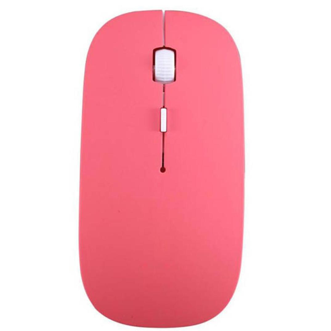Ultra-Thin 2.4GHZ Wireless Mice 2400 DPI 4 Buttons Optical USB Gaming Mouse Mute Lovely MinnieMouse For Office Home Computer: Pink