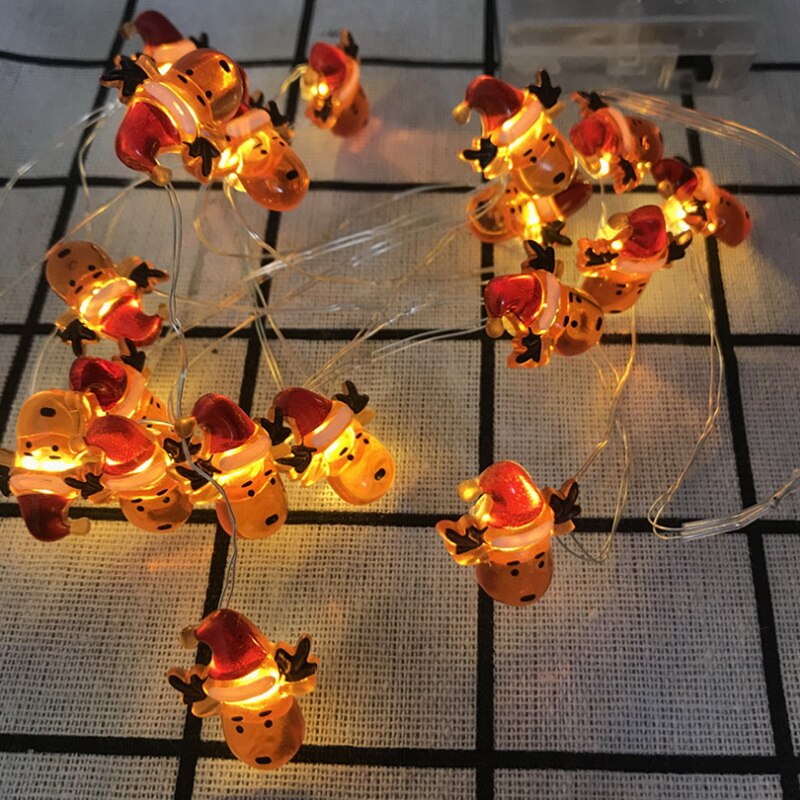 Christmas Decoration Outdoor Waterproof String Light Deer Snowman Snowflake Copper Wire Christmas Day String Lights 2M 20 Lights: Christmas red deer