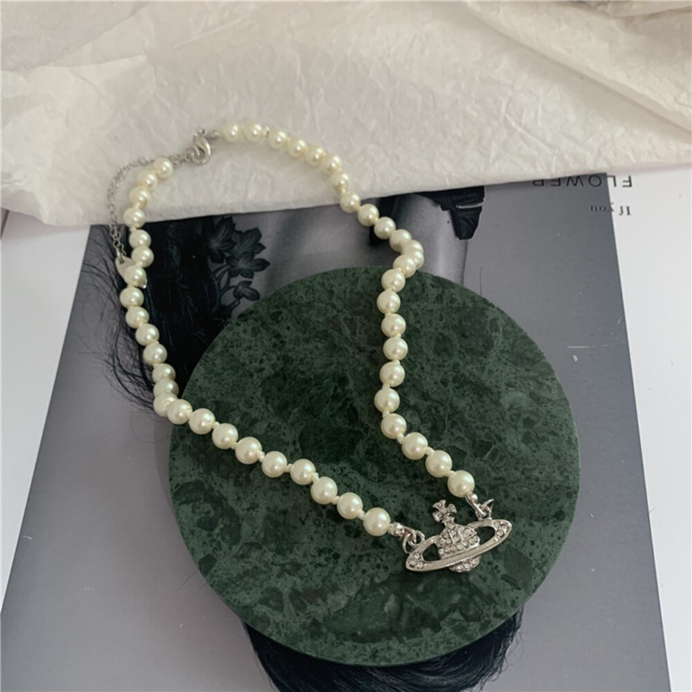 Luxe vintage klassieke saturnus parelketting, vrouwelijke zoetwaterparel, sleutelbeenketting, korte ketting, armband, toa: 3c