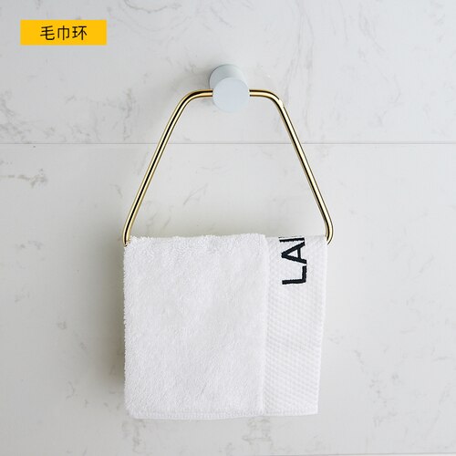 Accessoires de salle de bain en cuivre doré | Porte-serviettes 60cm porte-serviettes mural de bain-douche, ensemble de porte-savon en céramique: towel ring 2
