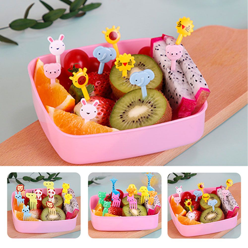 10/30Pcs Bento Gemüse Geschirr Nette Mini Kleinkind Kinder Obst Gabeln Zahnstocher Kinder Essen Picks Cartoon Tier Bauernhof
