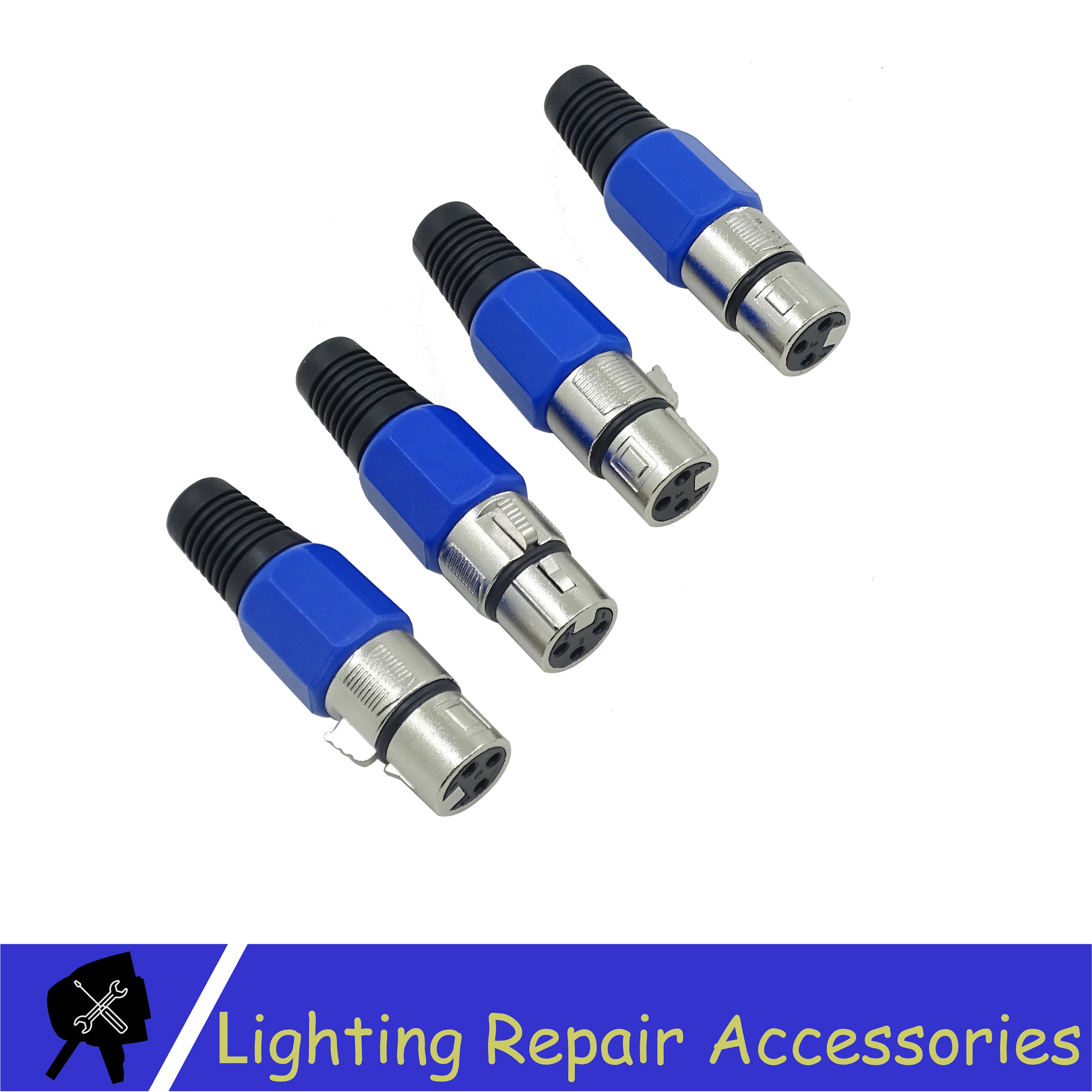 5 Sets 3-PIN XLR Metalen Connector Voor DMX Kabel Microfoon Kabel Blauw Audio Kabel Connector Stadium Licht Accessoires