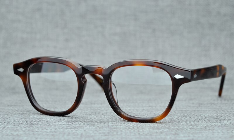 Round Handmade Acetate Frame Women Johnny Depp Glasses Men Brand Computer Goggles Optical Spectacle frame Demi Myopia: tortoise