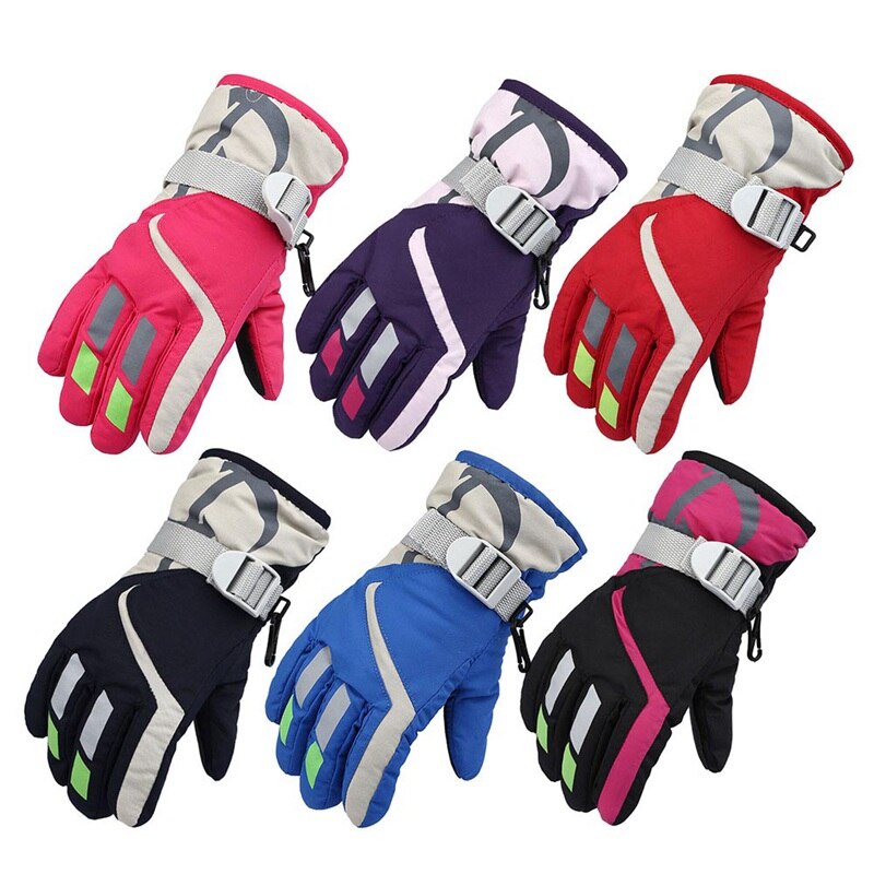 Children's Outdoor Skiing Riding Gloves Winter Thickening Warm Hiking Waterproof Non-Slip Windproof Snow Gloves