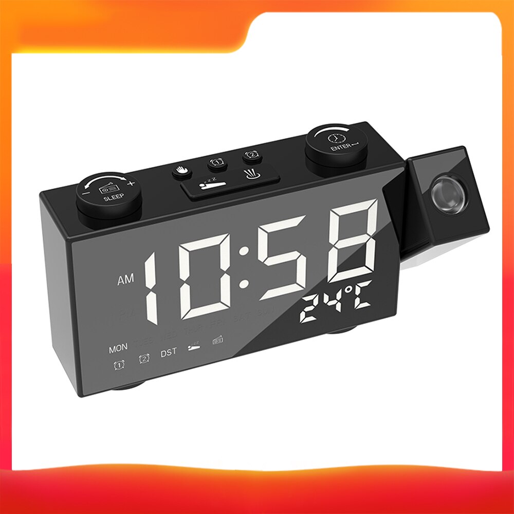 Led Wekker Met Snooze Thermometer Display Tafel Klok Usb Batterij Aangedreven Digitale Wekker Met Fm Radio Projectie