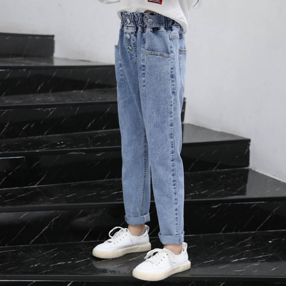 Jeans Pour Filles Bouton Mouche Fille Jeans Enfant Décontracté Style Jeans Enfant Printemps Automne enfants Vêtements 6 8 10 12 14