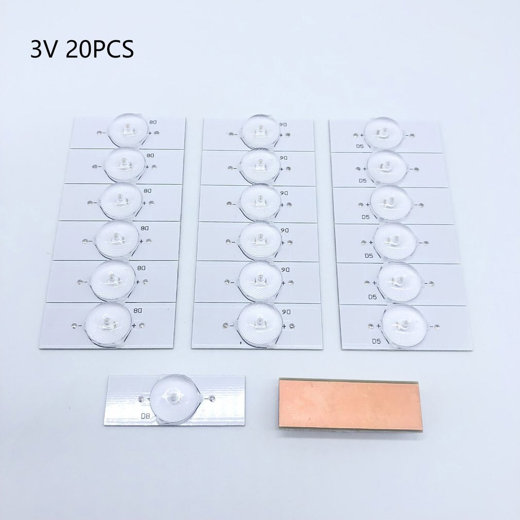50PCS/20PCS 3V 6V SMD Lampe Perlen mit Optische Objektiv Fliter für 32-65 zoll LED TV Reparatur: 20pcs 3V no cable