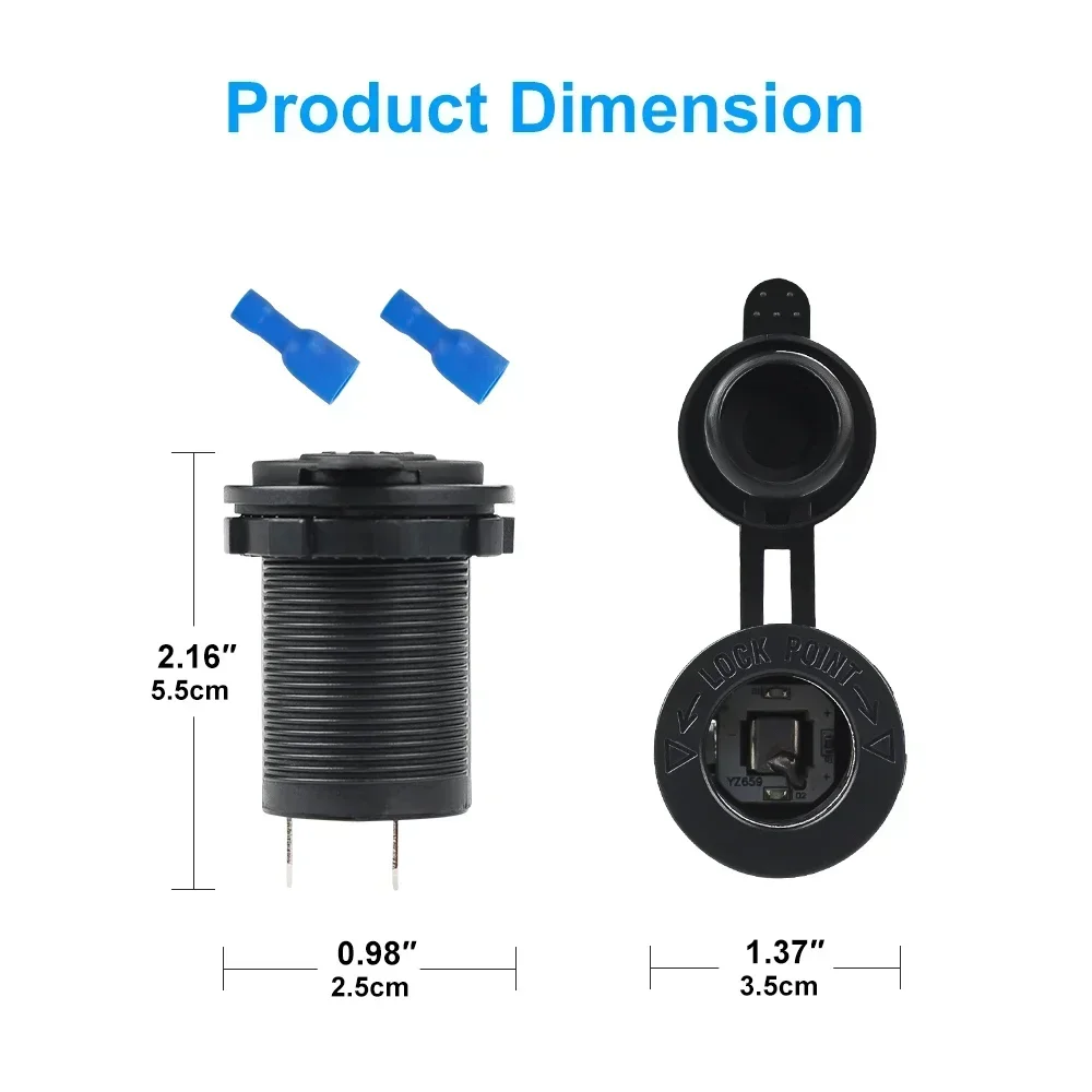 Enchufe para encendedor de cigarrillos de coche, enchufe adaptador de 12V-24V, enchufe múltiple para motocicletas, barco marino, motocicleta, camión, RV, ATV