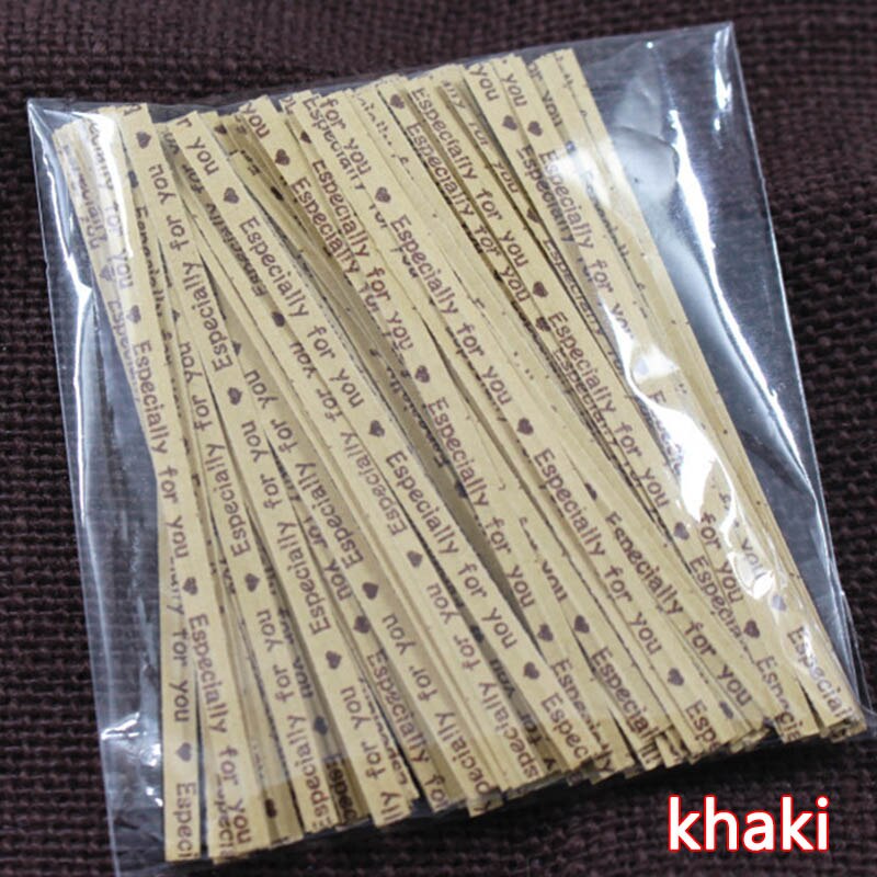 100Stck/tasche Küche Spielereien Kuchen Twist Krawatte Draht metallisch Twist Krawatten Lutscher Nachtisch Zubehör Befestigungen Abdichtung Werkzeuge: khaki
