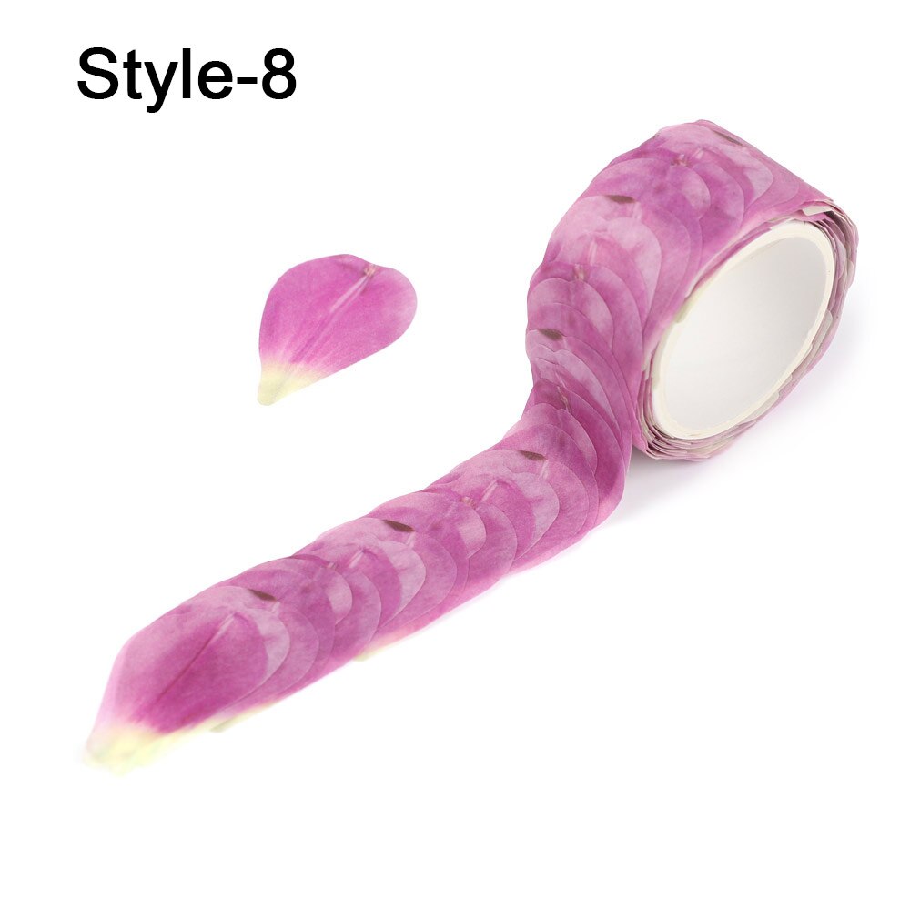 200Pcs/Roll Sakura Marking Tape Flower Petals Paper Tape Decorative Masking Tape Sticky Paper Scrapbooking Diary Paper Stickers: Style-8