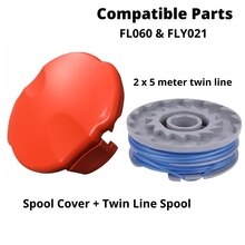 2Pcs Spool Cover Cap + Spool &amp; Line For FLYMO Contour Power Plus Cordless 500XT Strimmer FAST POST String Trimmer Parts