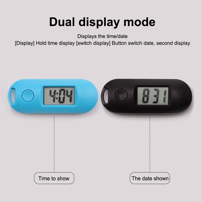 Mini Portable Student Keychain Watch Digital Electronic Watch Quiet Test Pocket Watch Green Backlight LCD Display Digital Clock