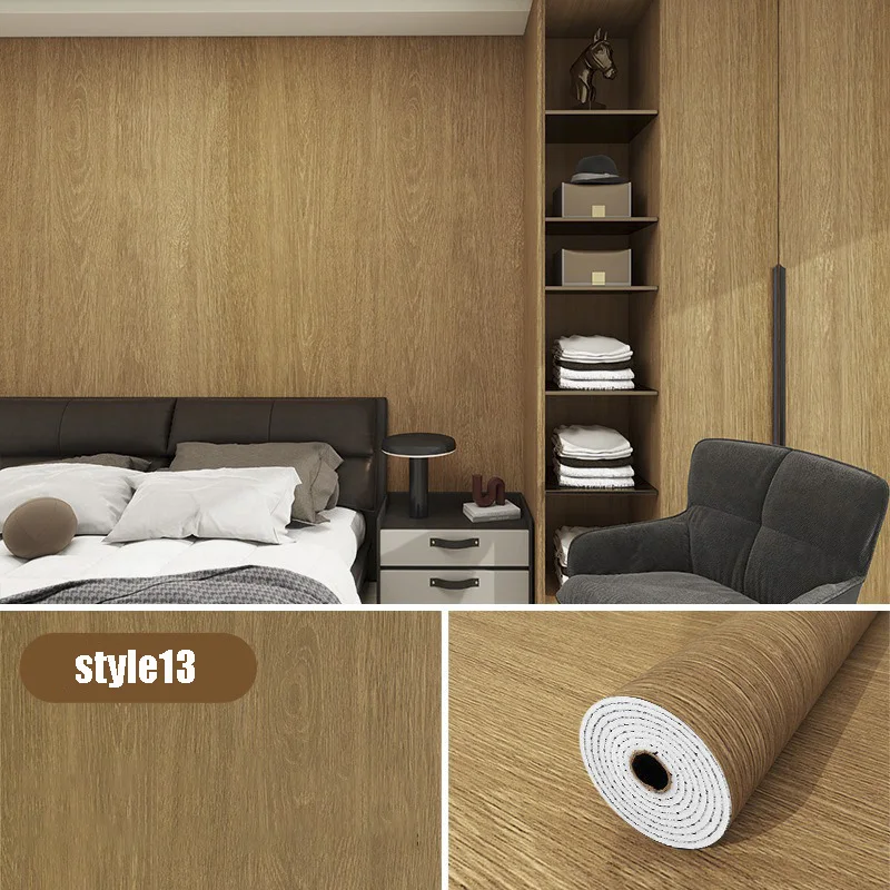 Papel tapiz autoadhesivo impermeable de PVC, rollos de pared para muebles, gabinetes, película decorativa de vinilo, pegatinas de grano de madera para decoración del hogar: 45cm * 5m / Morado