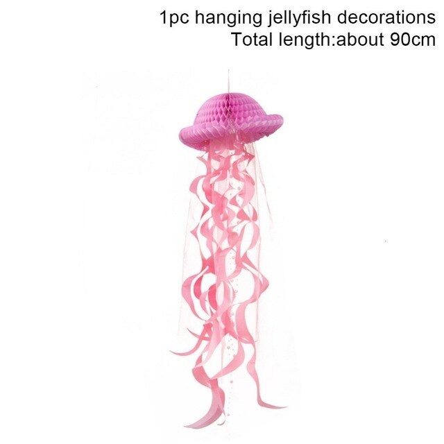 Guirnalda de medusas de panal de papel colgante, serpentín Pastel para el océano, tema de agua, sirena bajo el mar, decoración de de cumpleaños: Rojo / 2PCS