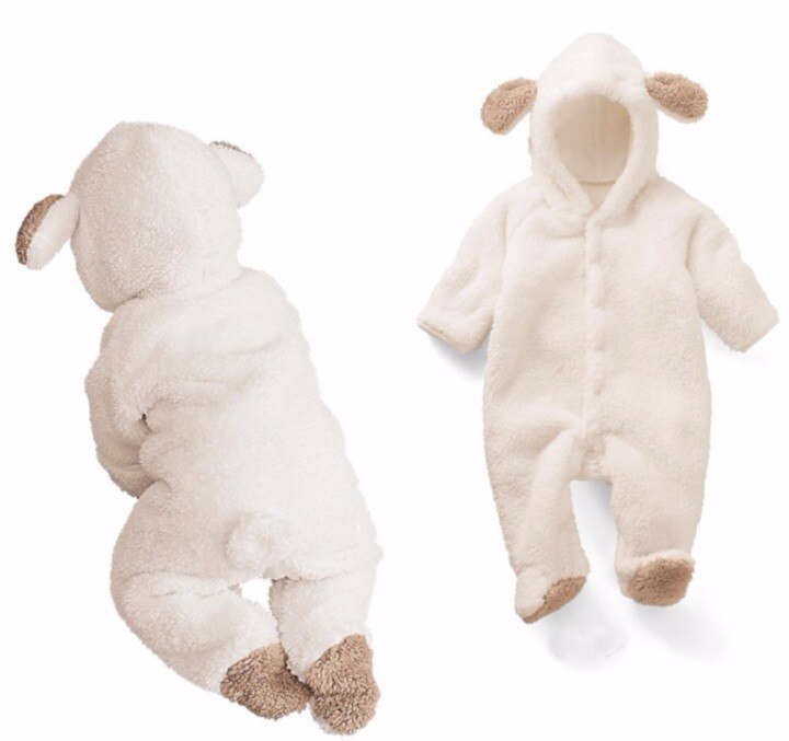 Polar Fleece Jumpsuit Kindje Winter Overalls Pasgeborenen Kerst Lange Mouw Teddybeer Footie Fleece Baby Meisje Jongen Romper Kleding
