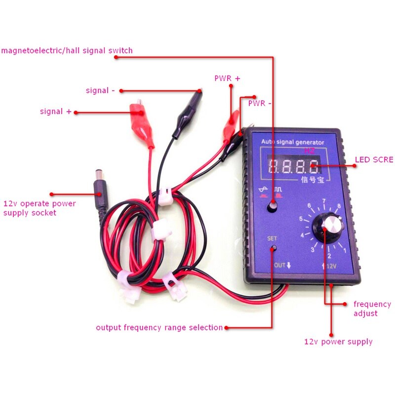 Generador de simulador de señal de vehículo y Sensor de posición de cigüeñal medidor de señal 2Hz a 8KHz