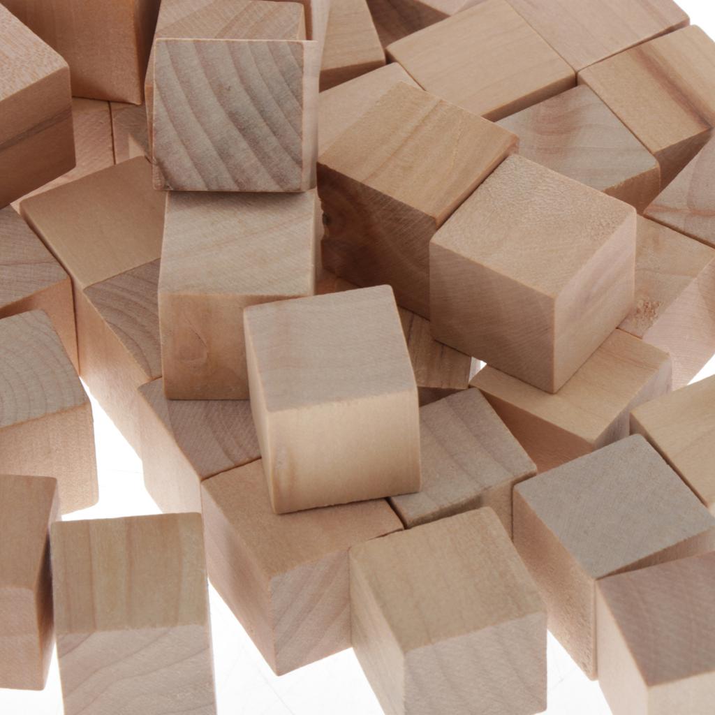 2Cm Houten Kubussen 50Pcs Onvoltooide Vierkante Houten Blokken Voor Kinderen Wiskunde Onderwijs Ambachten & Diy Projecten