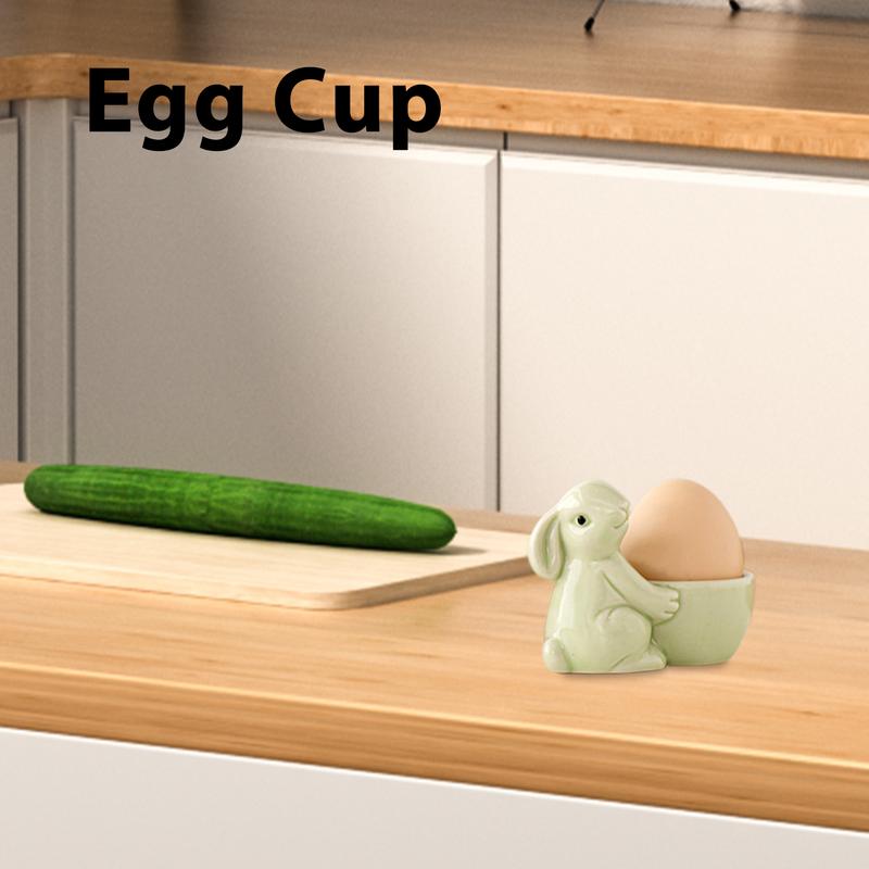 Tasse à œufs en forme de lapin en céramique, support d'œuf en forme de lapin mignon, ornements de table, porte-œufs durs, conteneur d'outils pour œufs
