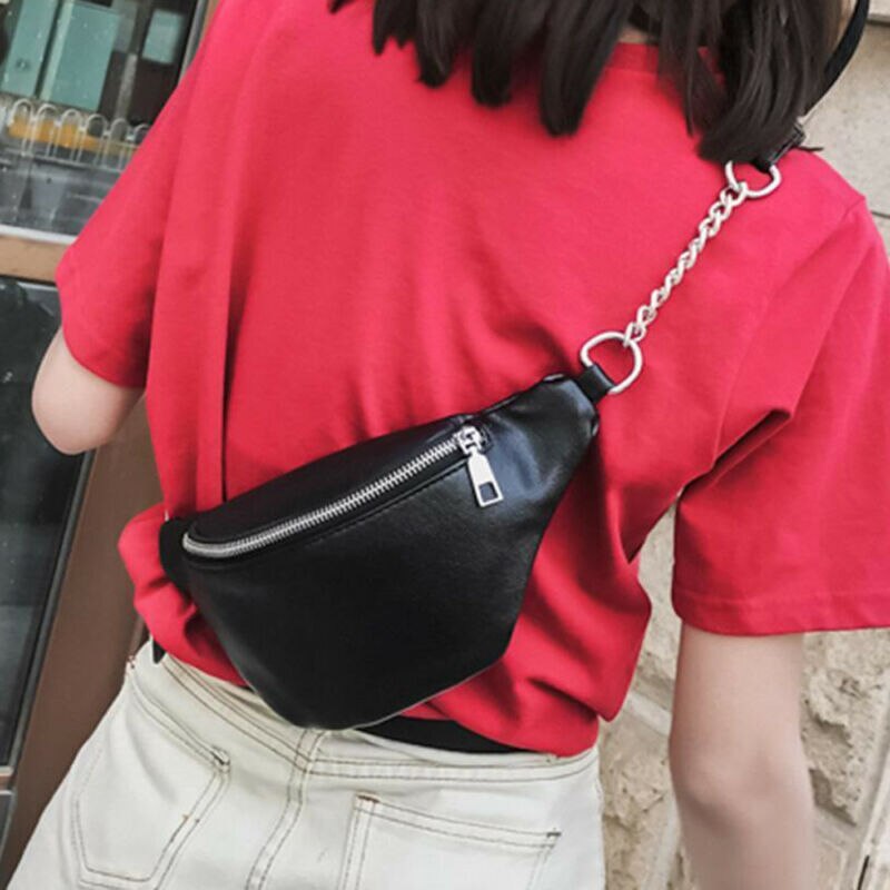 Frauen Taille Tasche fanny Pack PU Tasche Gürtel Geldbörse Kleine Geldbörse praktisch Schlüssel Beutel Weiß Schwarz Taille Packungen