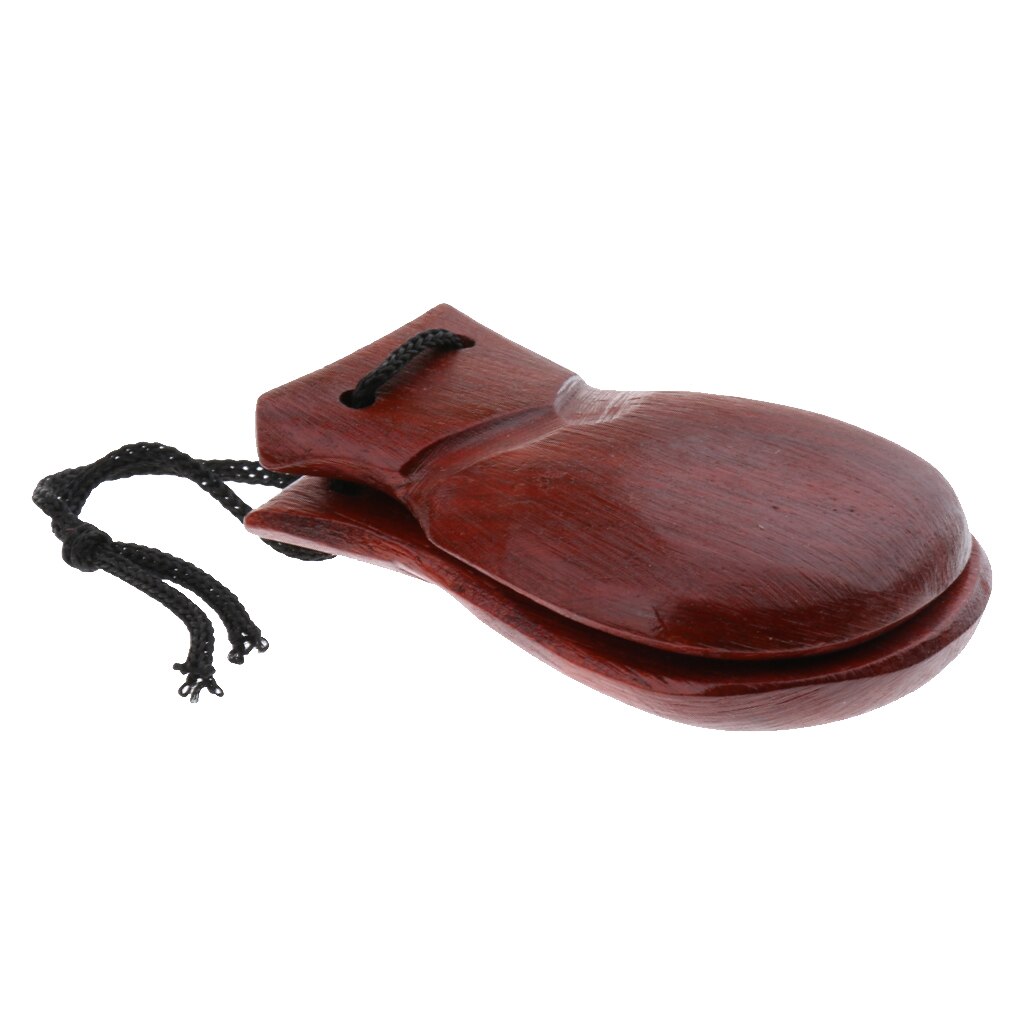 Durable Wooden Clapper Castanet Hand Percussion Instrument Brown 8x5.5x2cm