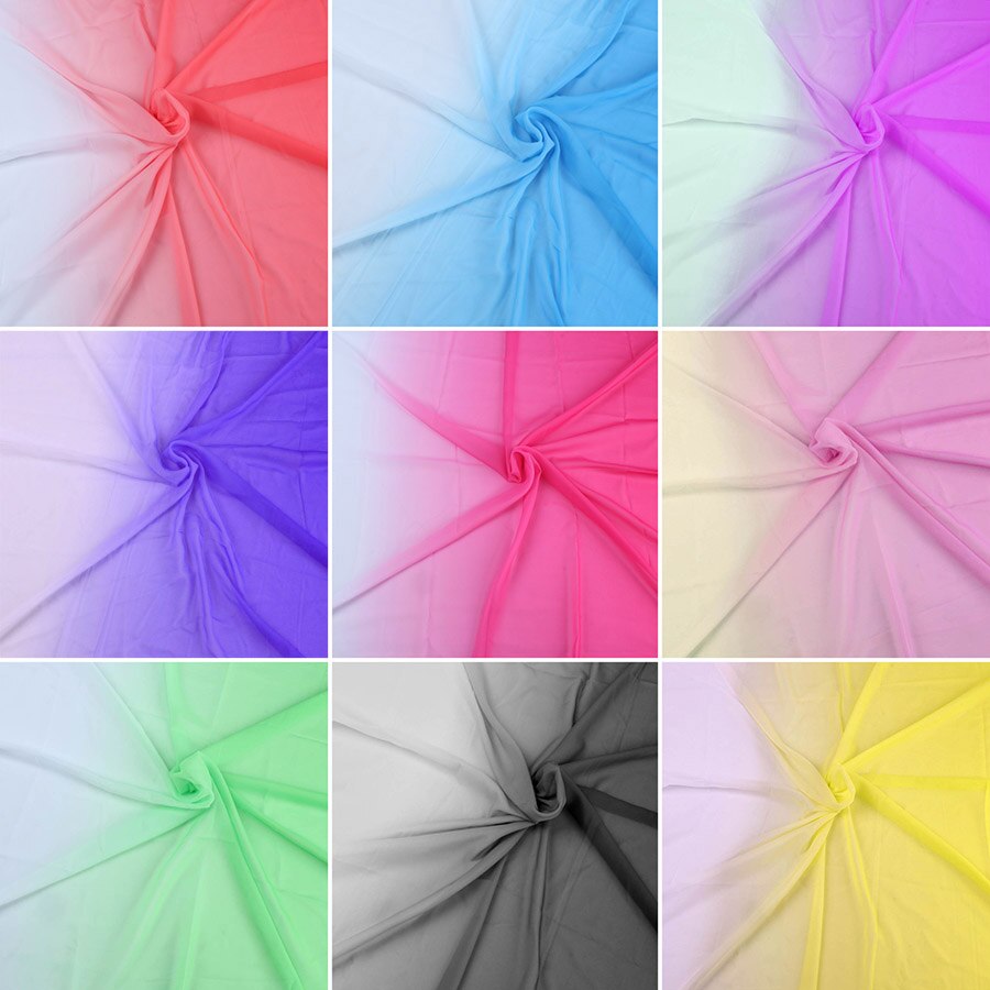 Ombre Gradient Color Shade Fabric 100D Chiffon Draped Fabric for Wedding Gowns 145x50cm