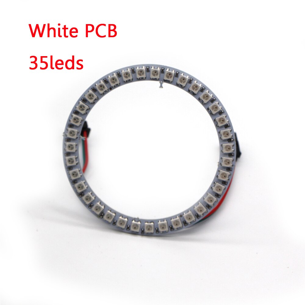 WS2812B ic Built-in RGB pixel Ring 8/16/24/35/45 Bits leds Module Individually Addressable 5050 RGB Full Color Round LED Circle: White PCB 35leds