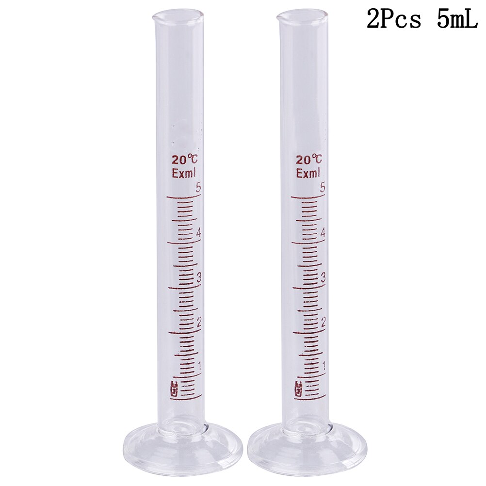 2pcs 5ml/10ml Profession Graduated Laboratory Glass Measuring Cylinder Chemistry Lab Spout Measure Chemistry Measure Tool