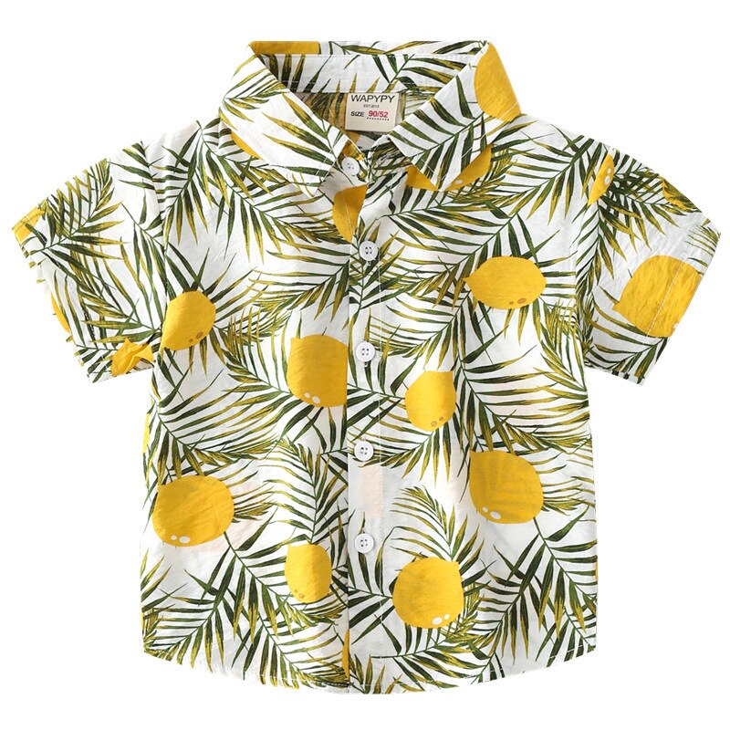 Toddler Baby Boy Girls Clothes Kids Short Sleeve Floral Shirt Boho Beach Print Party Gentleman Summer Vacation Boys Shirt