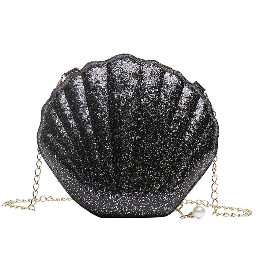 Neue Crossbody-tasche Süße Shell Kette Schulter Tasche Kupplung Tasche mädchens Umhängetasche Handtasche # YY: Black