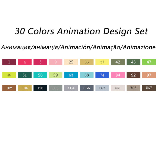 TOUCHNEW (T7) 30/40/60/80/168 colores juego de marcadores artísticos a base de Alcohol rotulador para bocetos pluma Fineliner para dibujar Manga suministros de oficina: 30 Animation set
