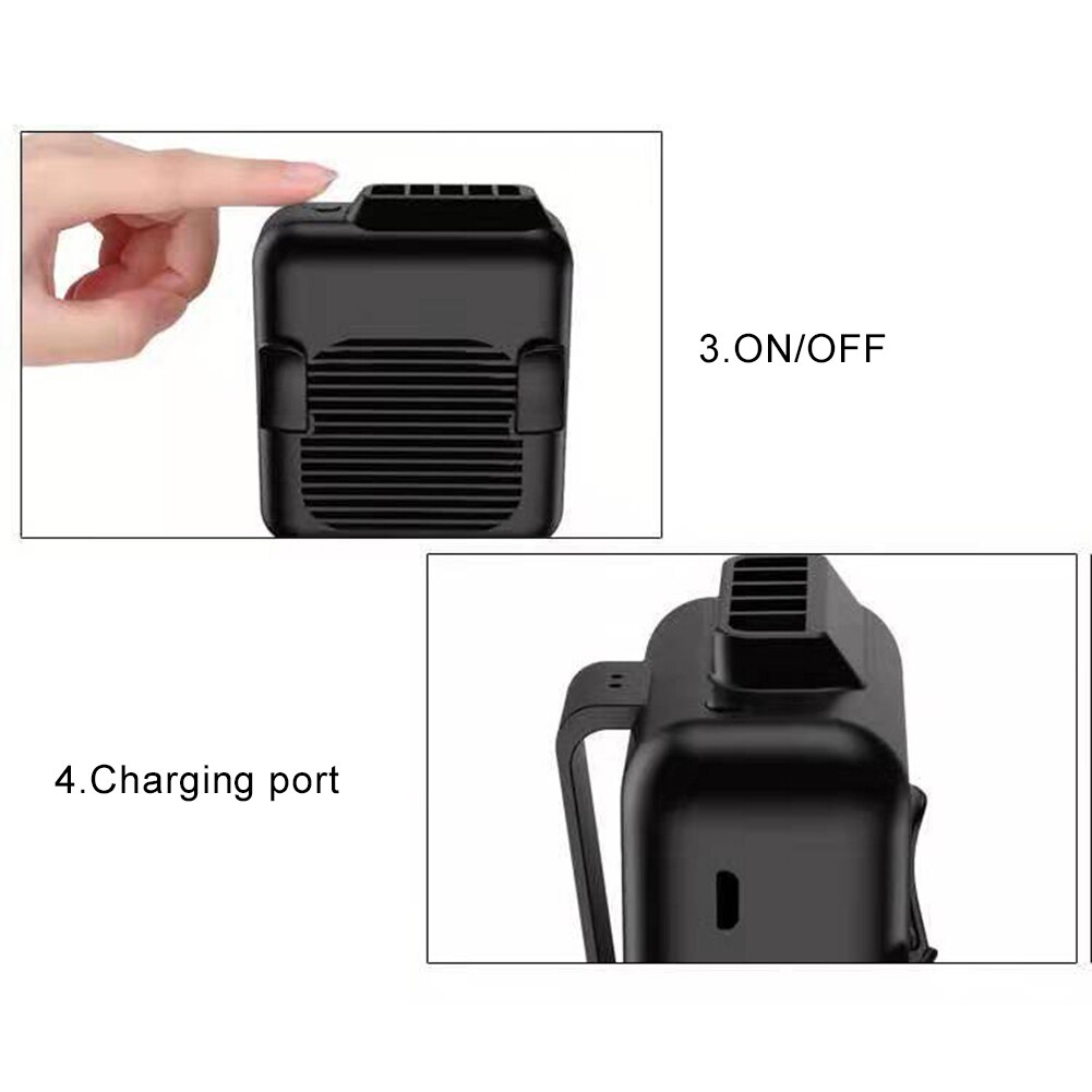 Taille Ventilator, draagbare Handsfree Usb Fan Zomer Draagbare Mini Usb 3 Versnellingen Opknoping Lanyard Clip Op Riem Air Cooling Fan