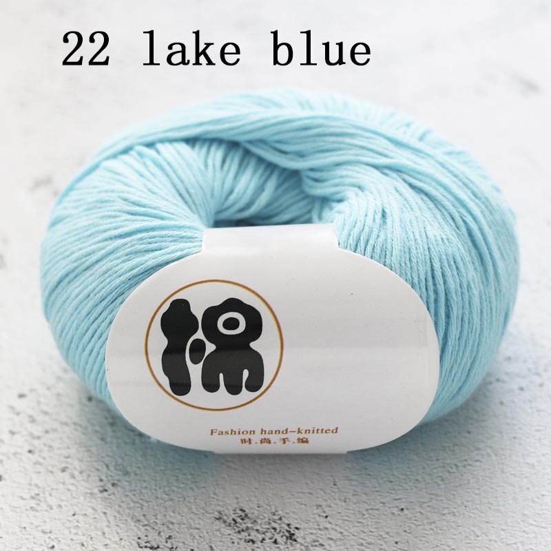 Multi Purpose 8 Strands 100% Cotton DIY Hand-knitted Colorful Crochet Knitted Yarn Home Sewing Supplies Anti-pilling 50g/Ball: 22 lake blue